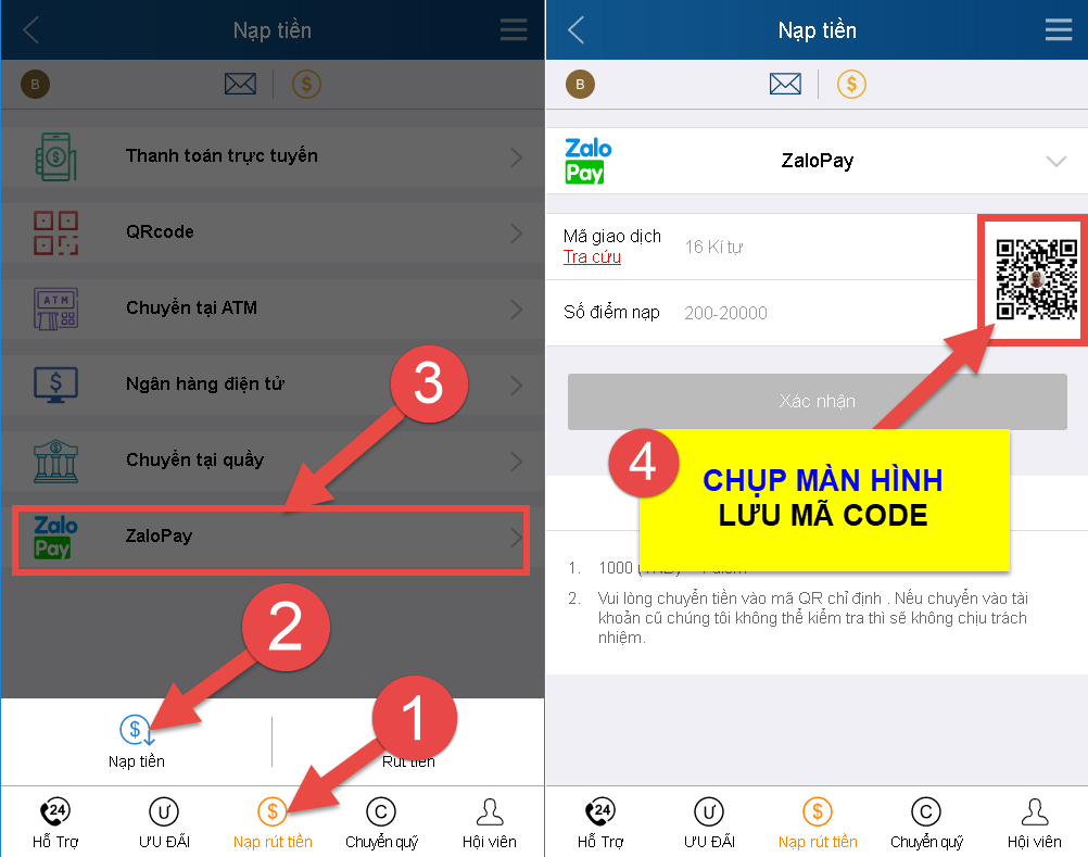 Nạp tiền Zalo pay