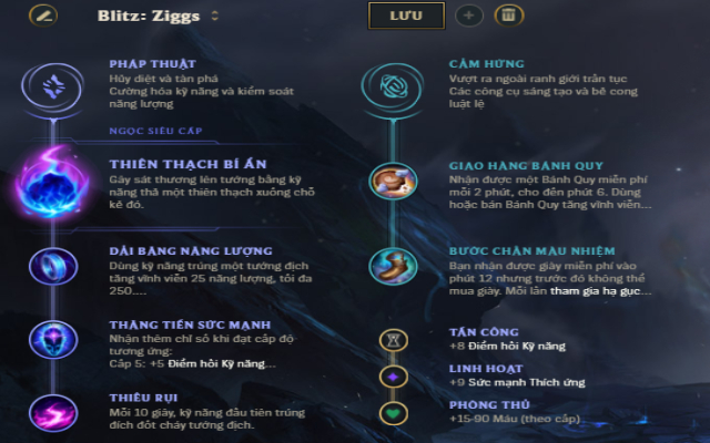 Bảng ngọc phù hợp dành cho Ziggs